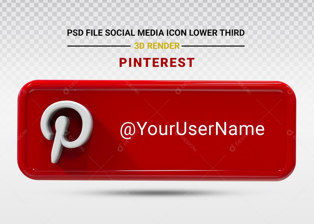 Elemento 3D Para Composição Placa Pinterest PSD Editável