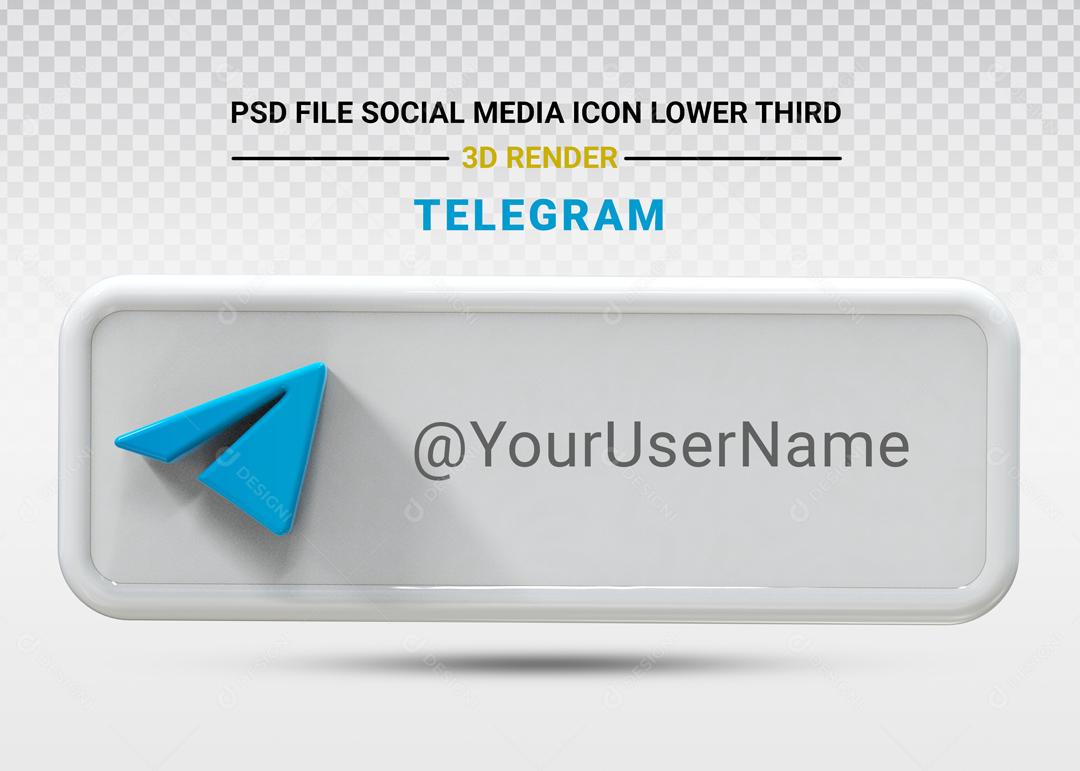 Elemento 3D Para Composição Placa Telegram PSD Editável