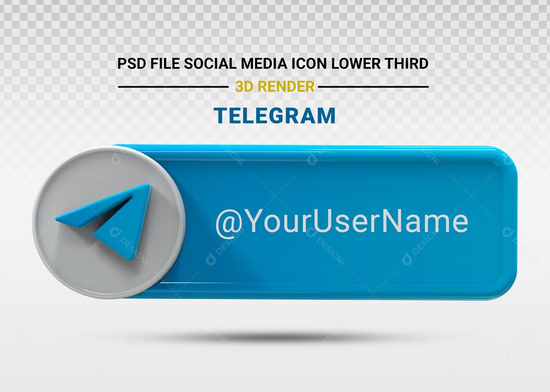 Elemento 3D Para Composição Placa Telegram PSD Editável