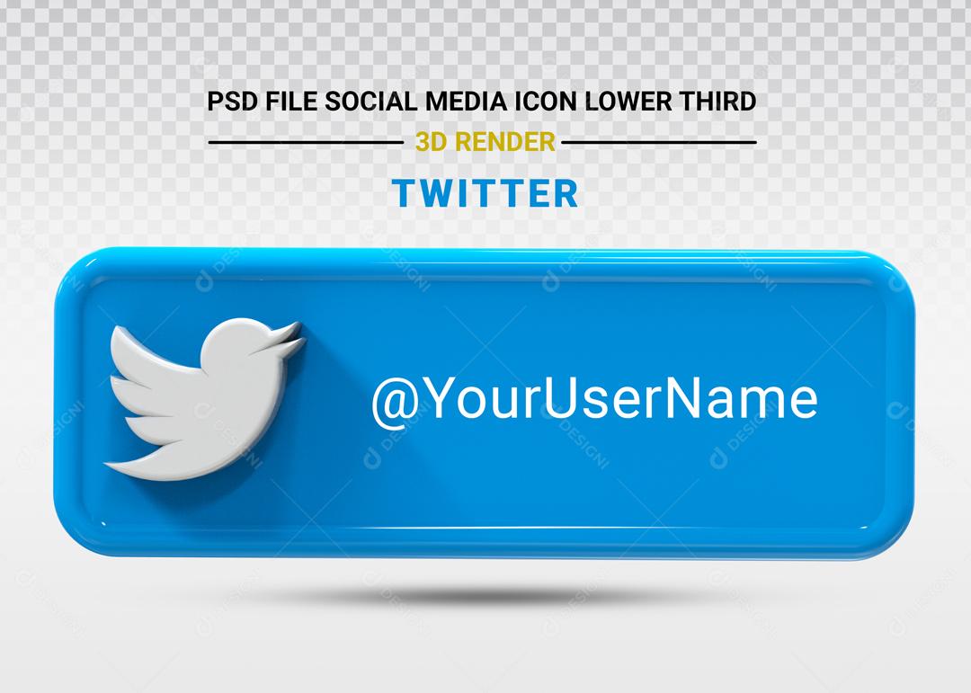 Elemento 3D Para Composição Placa Twitter PSD Editável