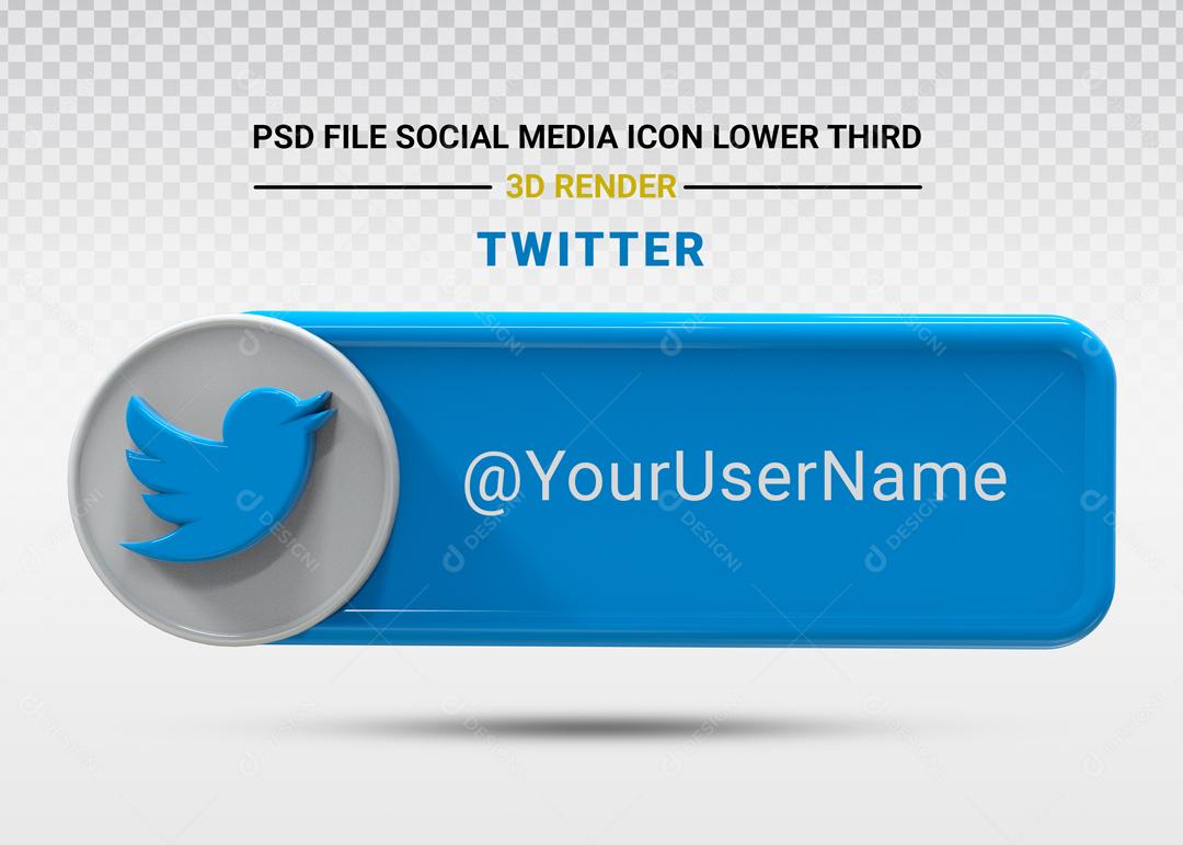 Elemento 3D Para Composição Placa Twitter PSD Editável