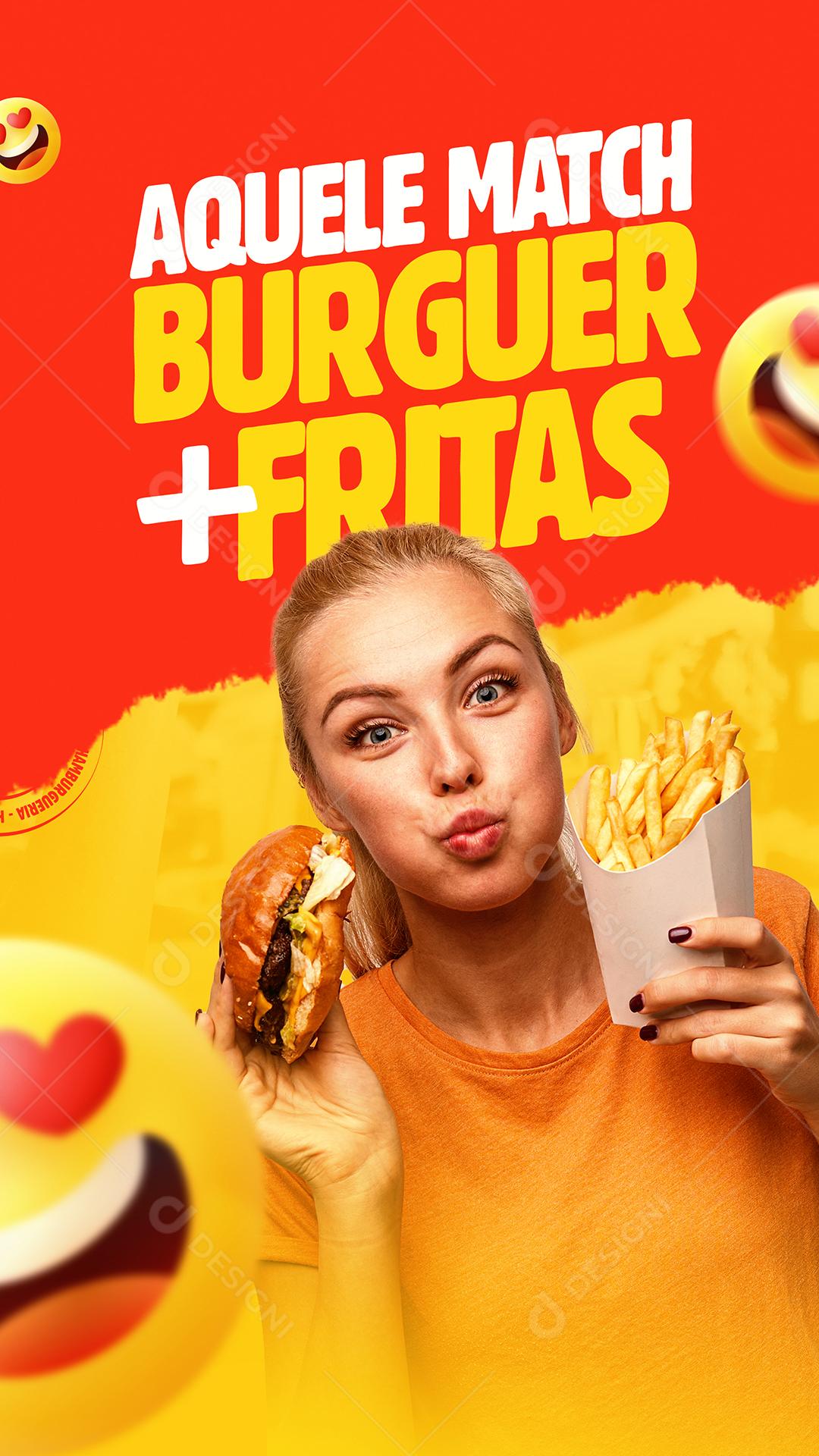 Social Media Aquele Match Burguer Fritas Hamburgueria PSD Editável