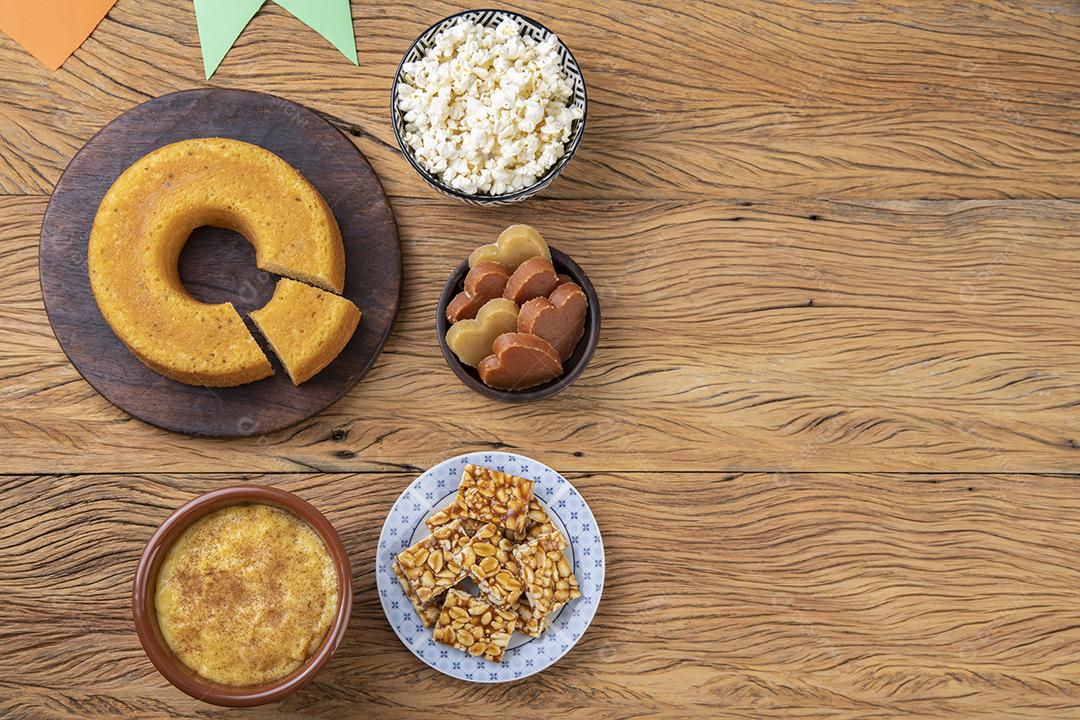 Comida típica do festival junino brasileiro. festa junina