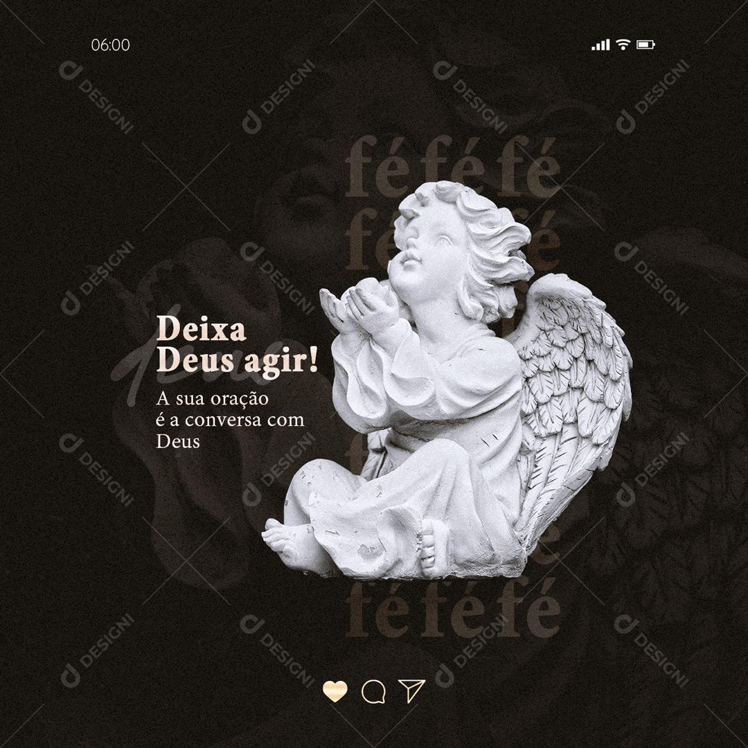 Social Media Frase Motivacional Deixa Deus Agir PSD Editável