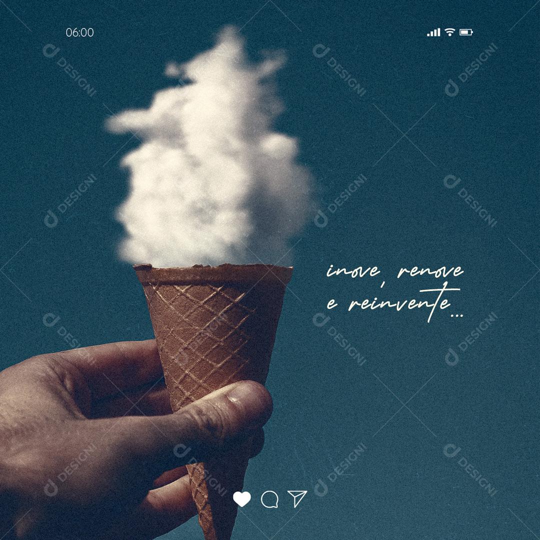 Social Media Frase Motivacional Inove renove e reinvente PSD Editável