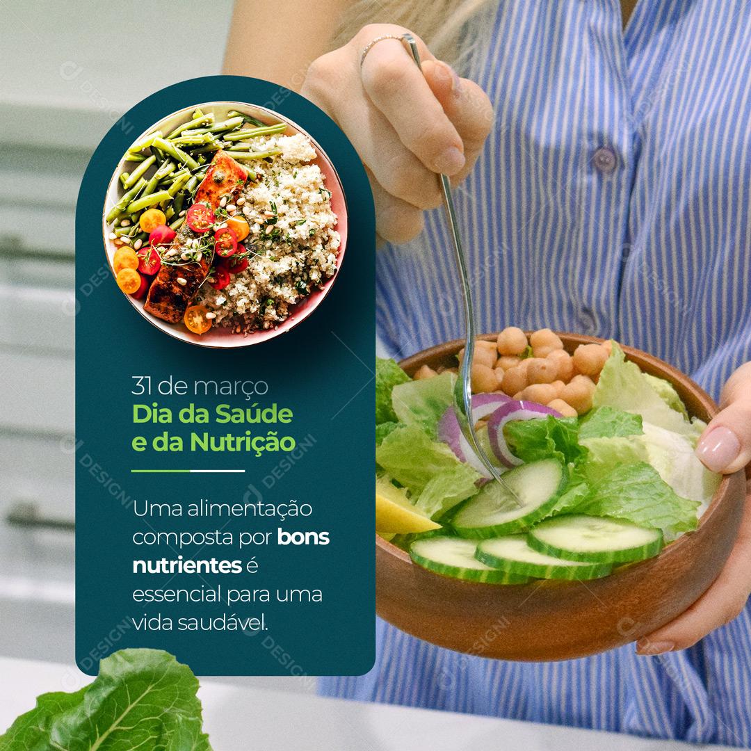 Social Media Dia Da Saúde e Nutrição Nutrientes para uma vida Saudável PSD Editável