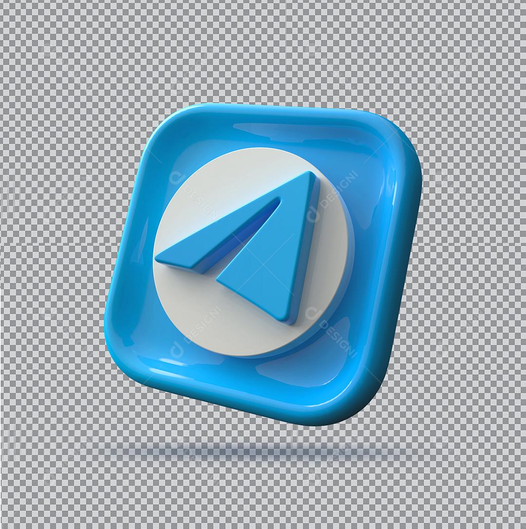 Ícone 3D Telegram Elemento Para Composição PSD