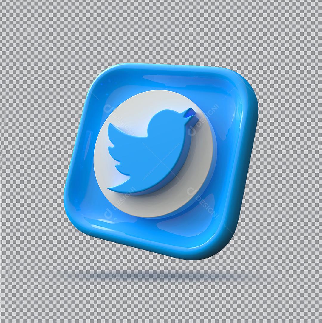 Ícone 3D Twitter Elemento Para Composição PSD