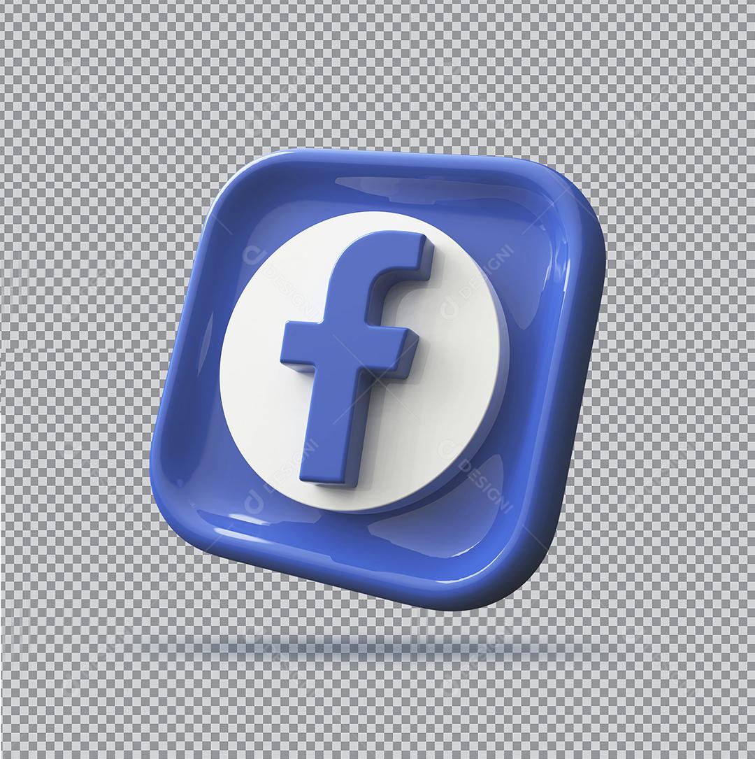 Ícone 3D Facebook Elemento Para Composição PSD