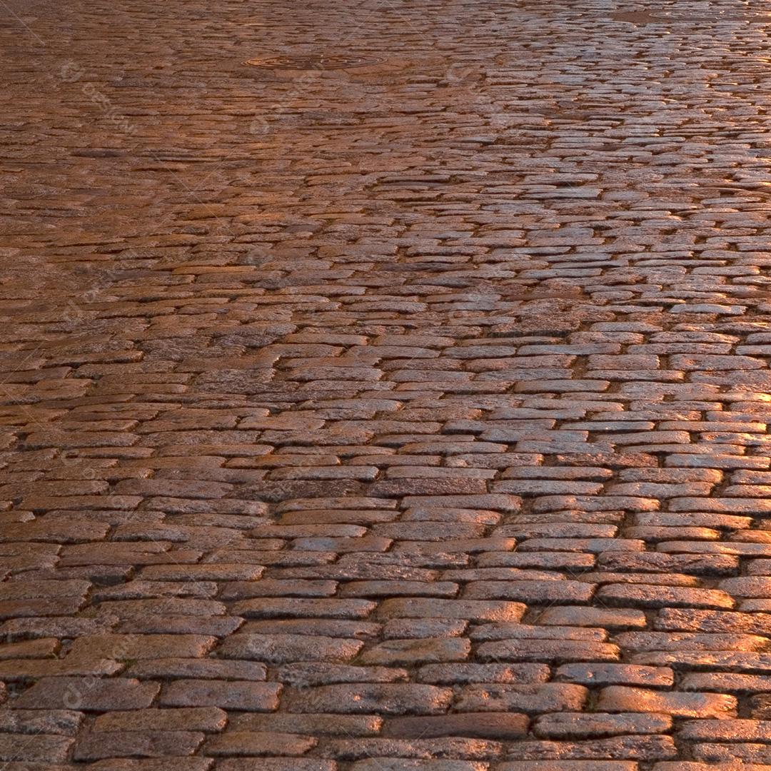 Textura de calçada piso de pedra iluminado