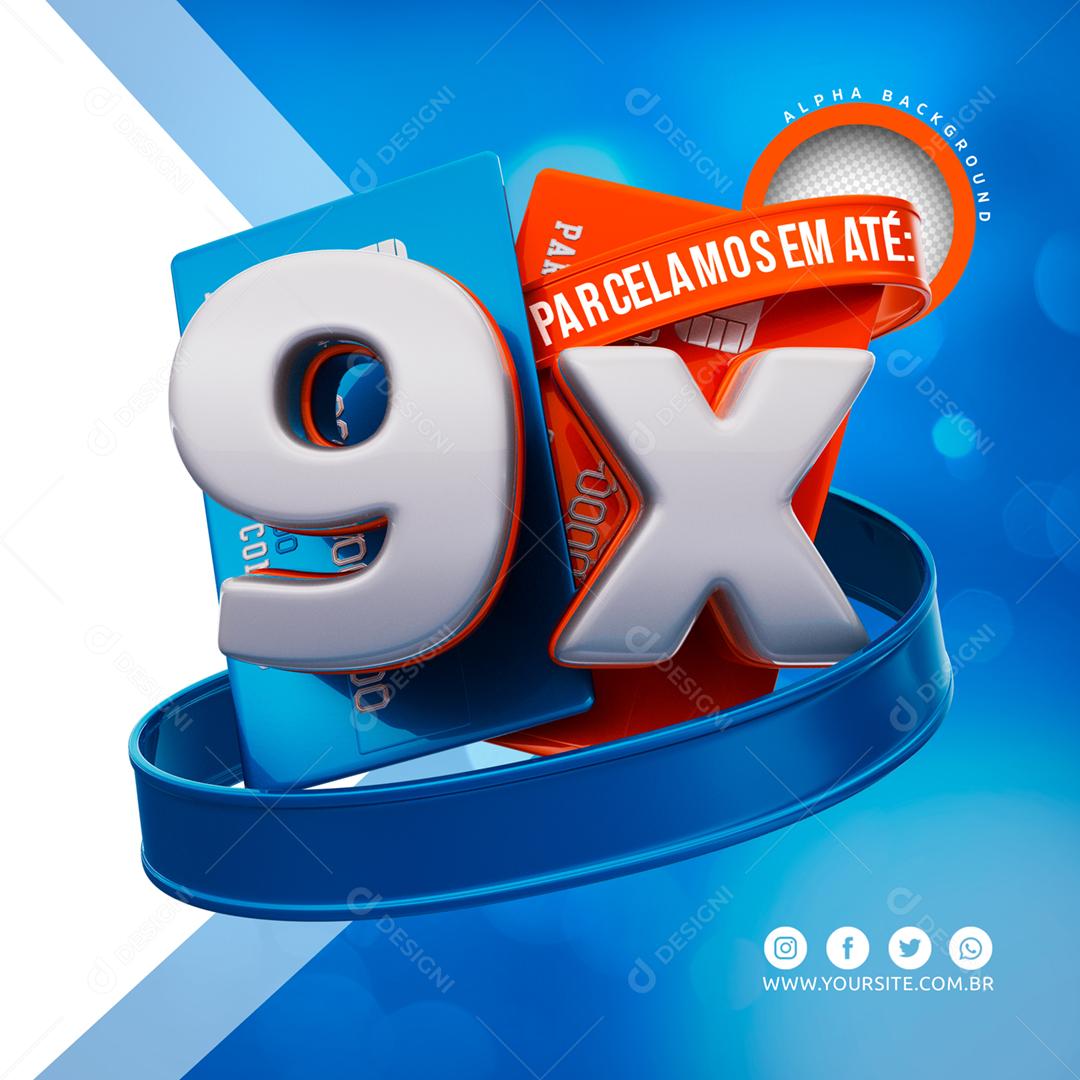 Elementos 3D cartões de credito vermelho azul 9X PSD Editável