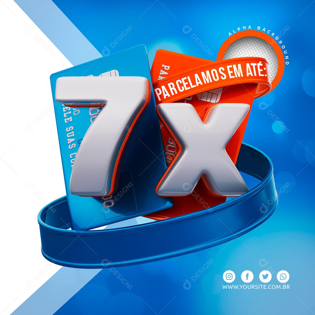 Elementos 3D cartões de credito vermelho azul 7X PSD Editável