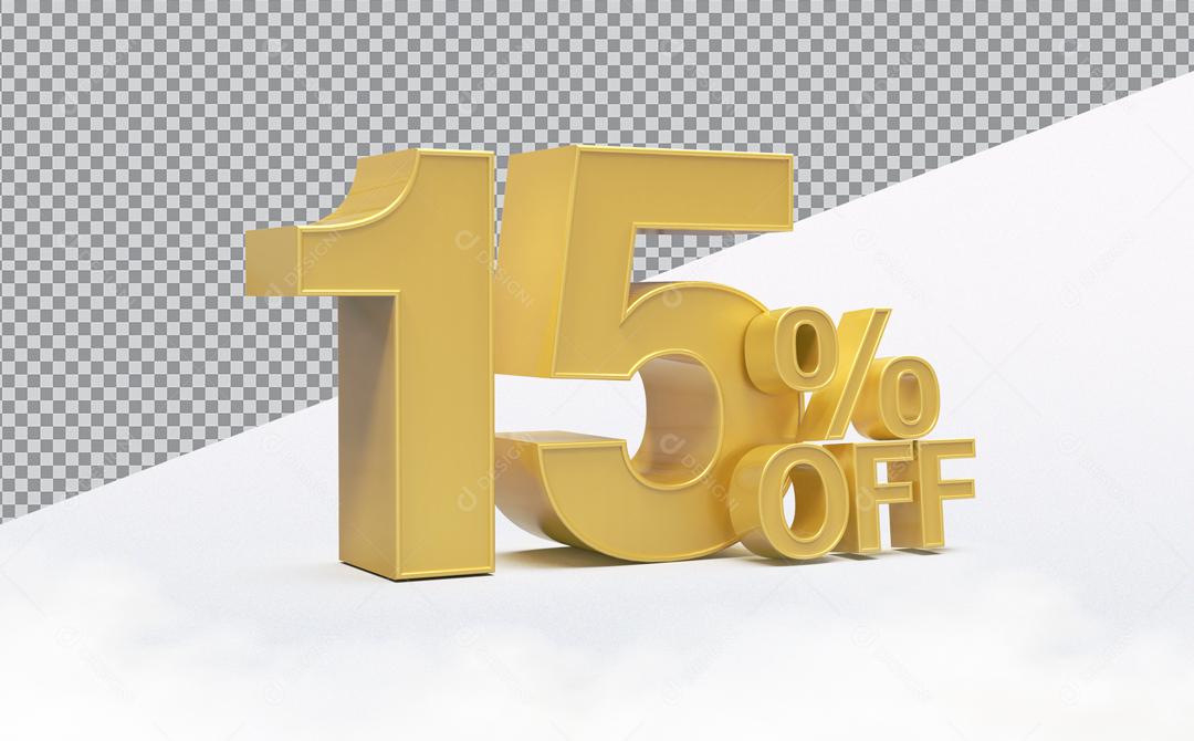 Número 3D 15% Off Desconto Para Composição PSD