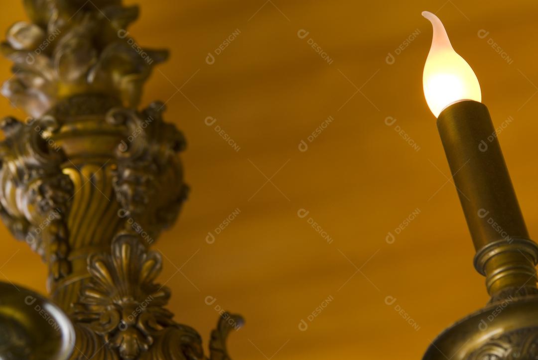 Vintage europeu de ferro vela bronze da lâmpada de parede
