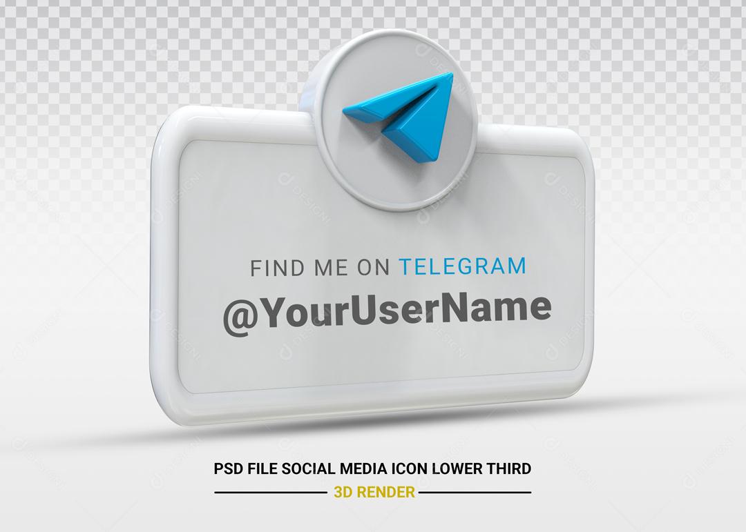 Elemento 3D Para Composição Placa Telegram PSD Editável