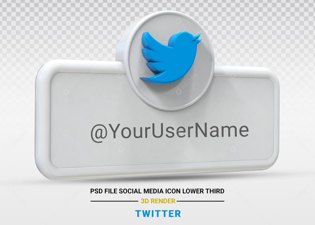 Elemento 3D Para Composição Placa Twitter PSD Editável