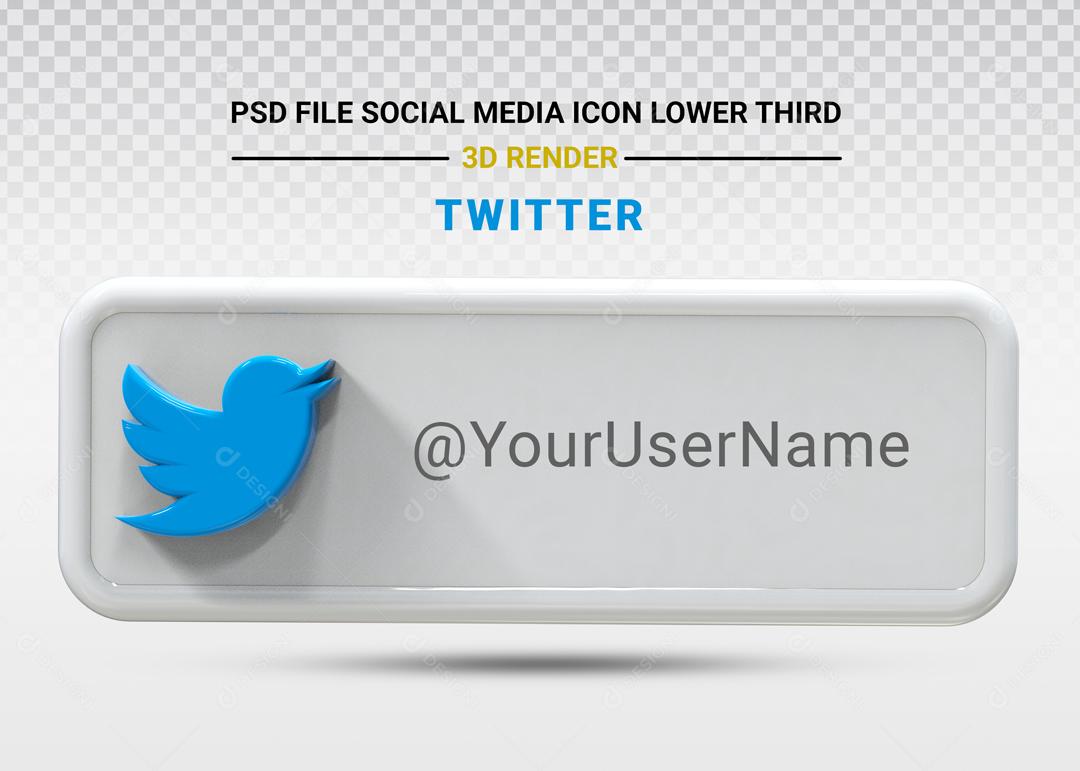 Elemento 3D Para Composição Placa Twitter PSD Editável