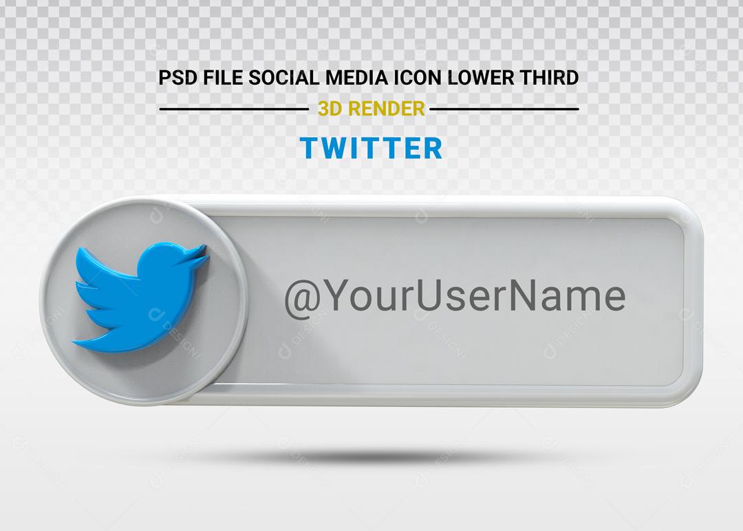 Elemento 3D Para Composição Placa Twitter PSD Editável