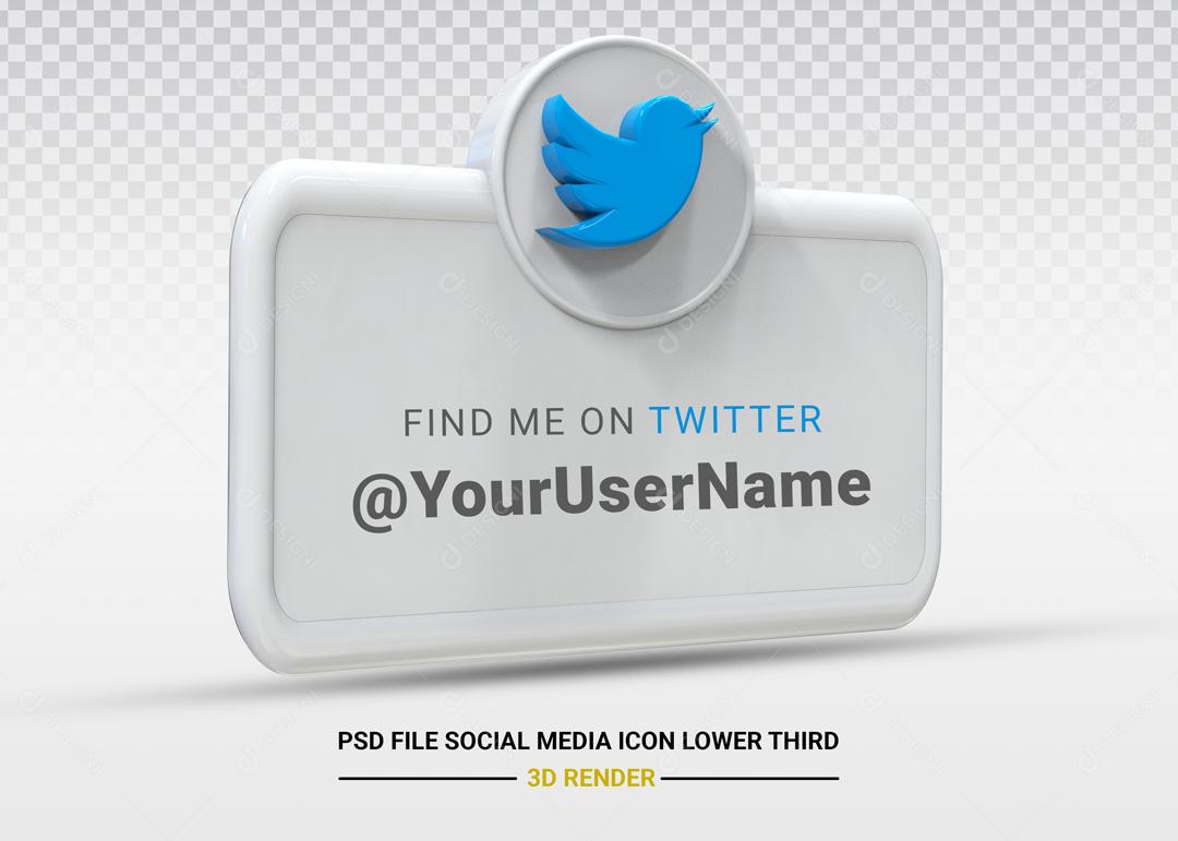 Elemento 3D Para Composição Placa Twitter PSD Editável