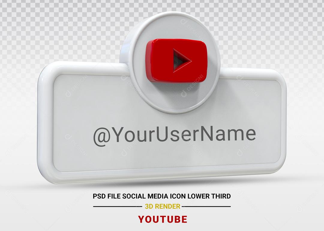 Elemento 3D Para Composição Placa Youtube PSD Editável