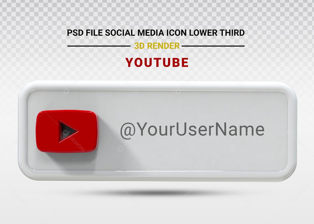 Elemento 3D Para Composição Placa Youtube PSD Editável