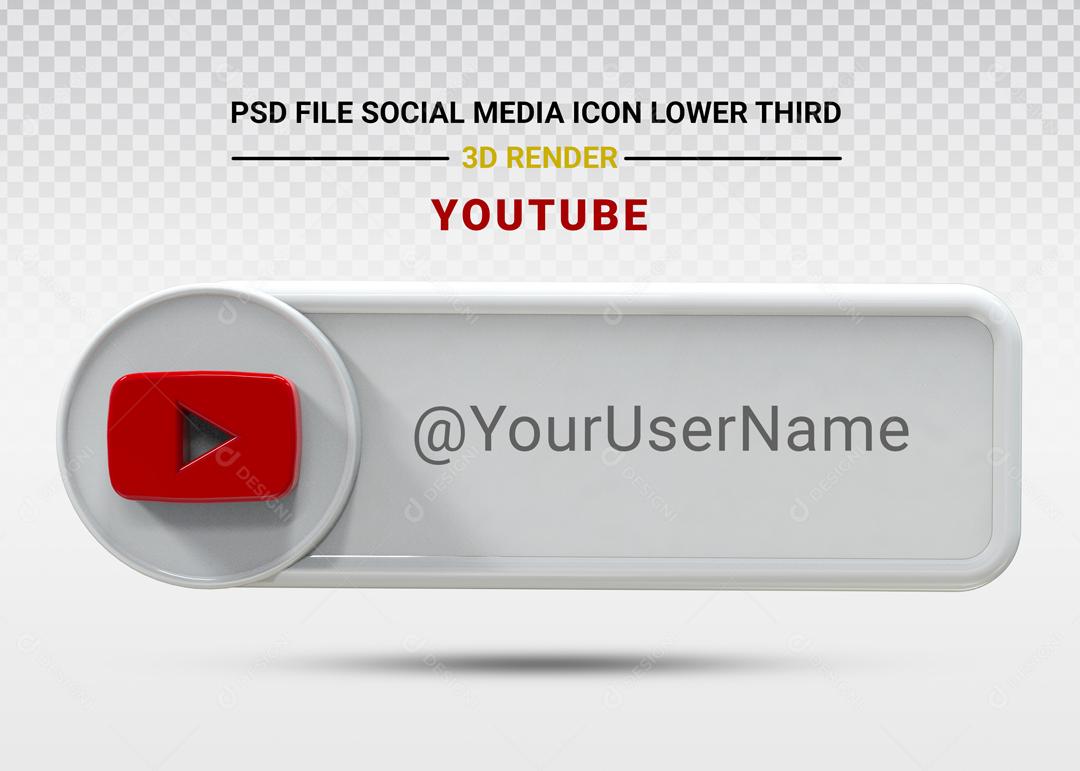 Elemento 3D Para Composição Placa Youtube PSD Editável
