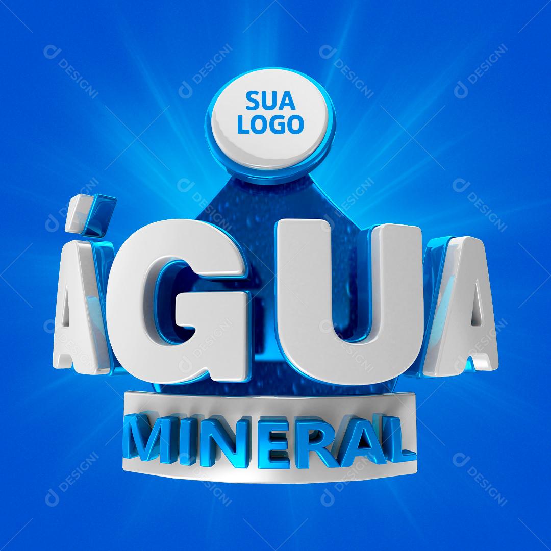 Selo 3D Para Composição Água Mineral Social Media PSD Editável