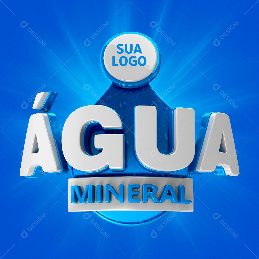 Selo 3D Para Composição Água Mineral Social Media PSD Editável