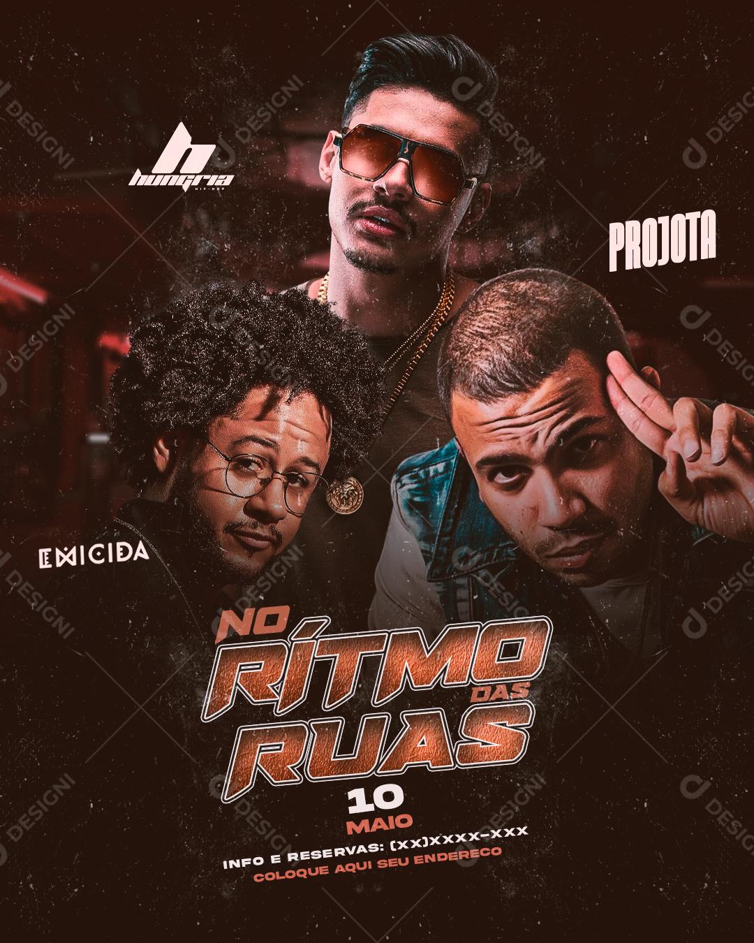 Flyer No Ritmo Das Ruas Show Projota Social Media PSD Editável