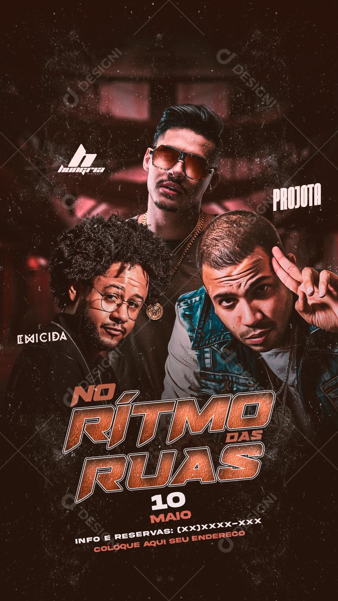 Flyer No Ritmo Das Ruas Show Projota Social Media PSD Editável