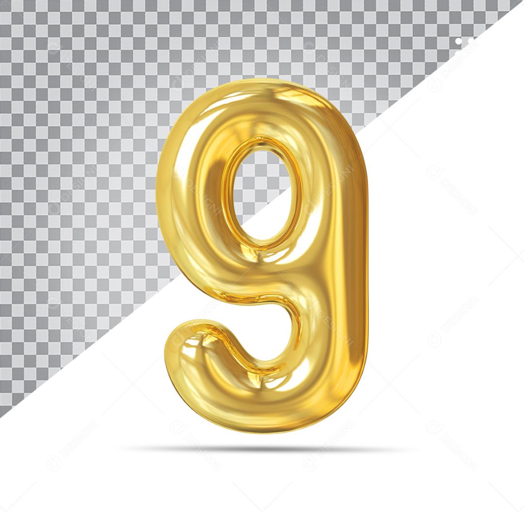 Número 9 Dourado Elemento 3D Para Composição PSD