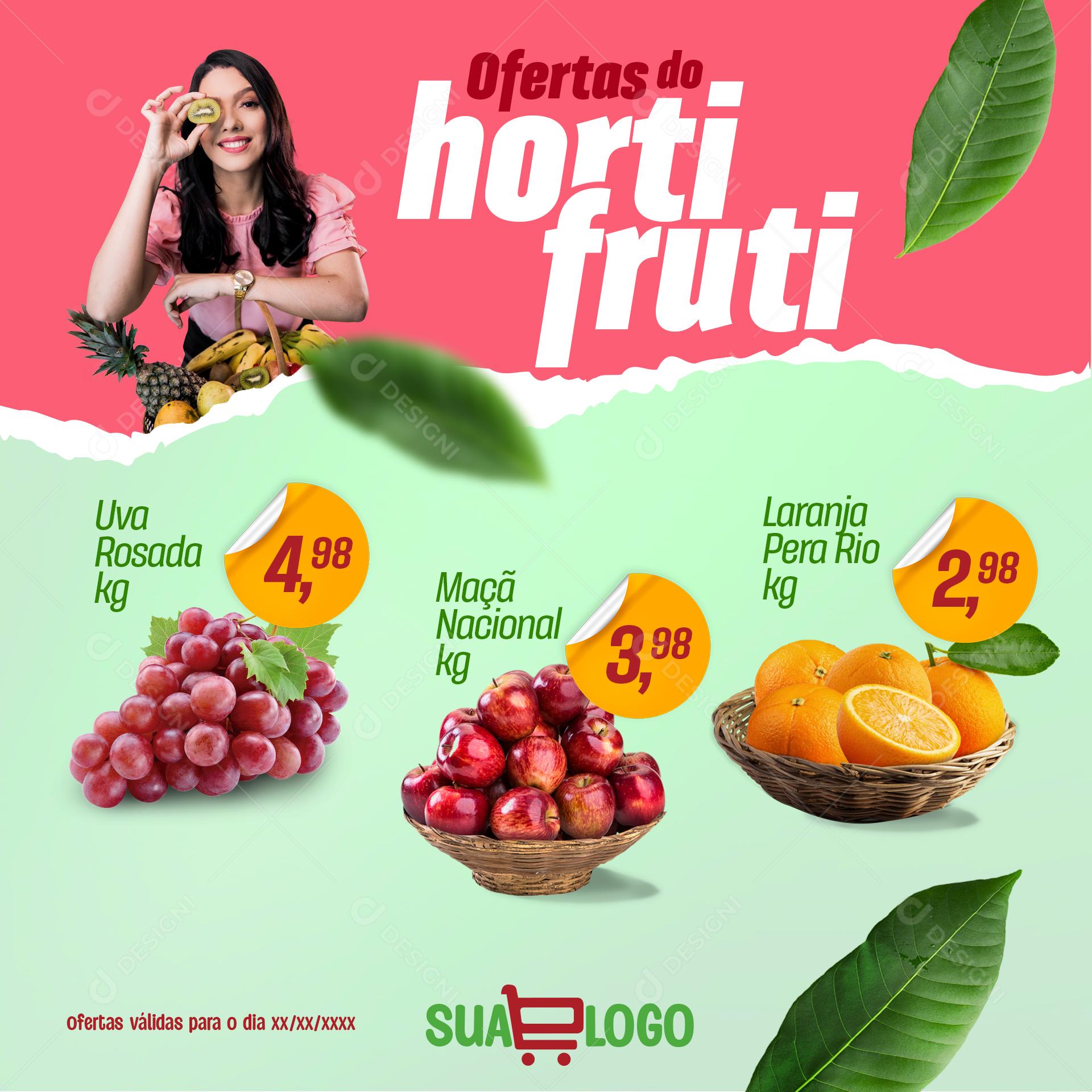 Ofertas De Hortifrúti  Supermercados Social Media PSD Editável