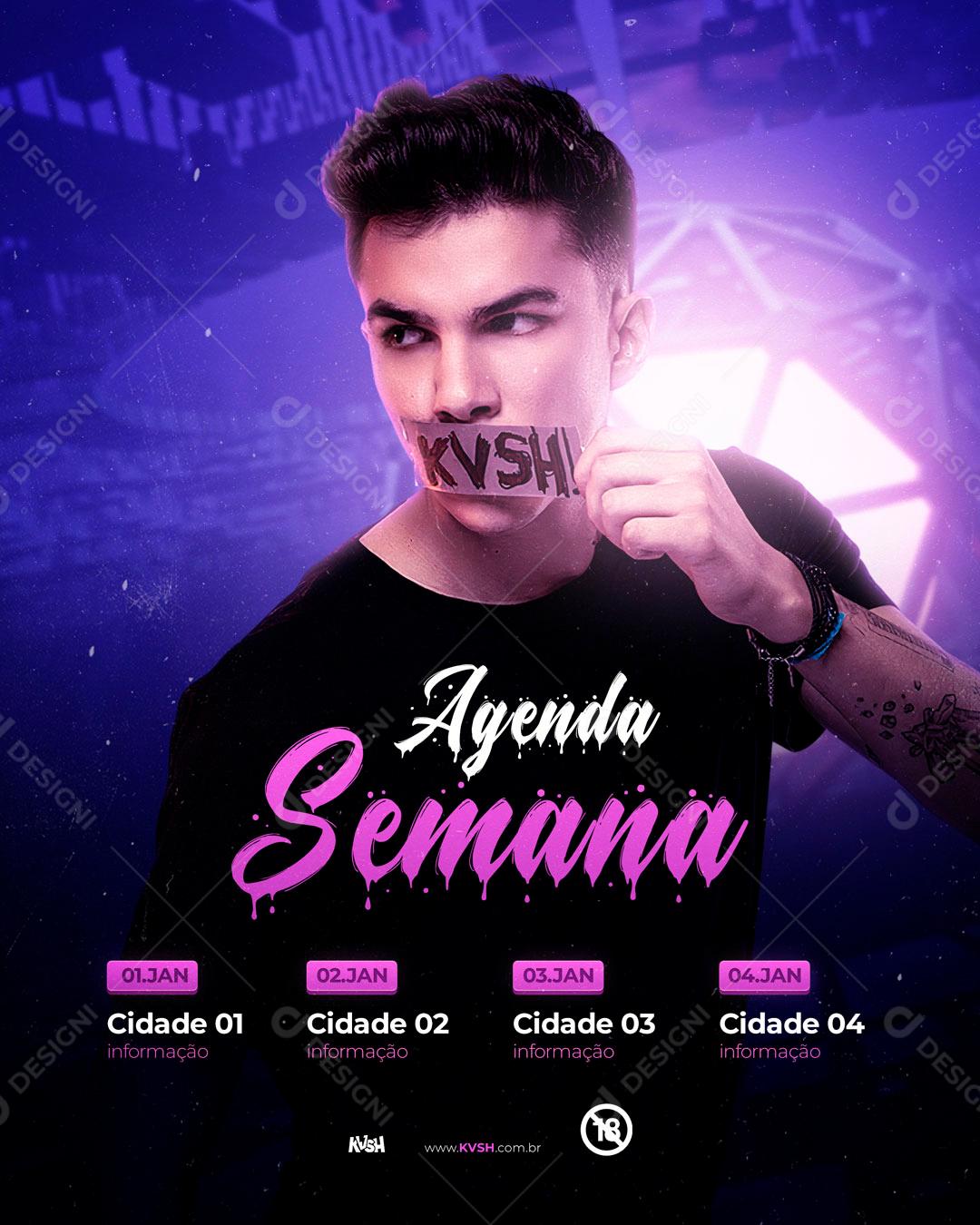 Flyer Agenda Semanal Shows Social Media PSD Editável