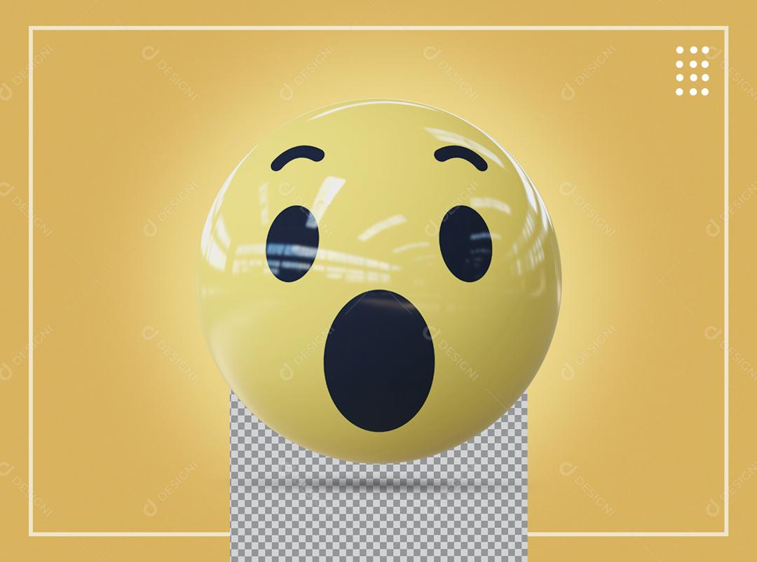 Emoji Com Expressão De Surpresa Espanto Elemento 3D Para Composição PSD