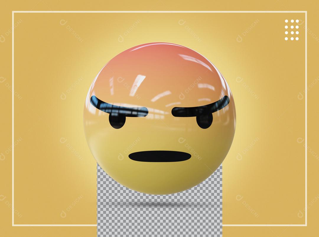 Emoji Com Expressão De Bravo Estressado Elemento 3D Para Composição PSD