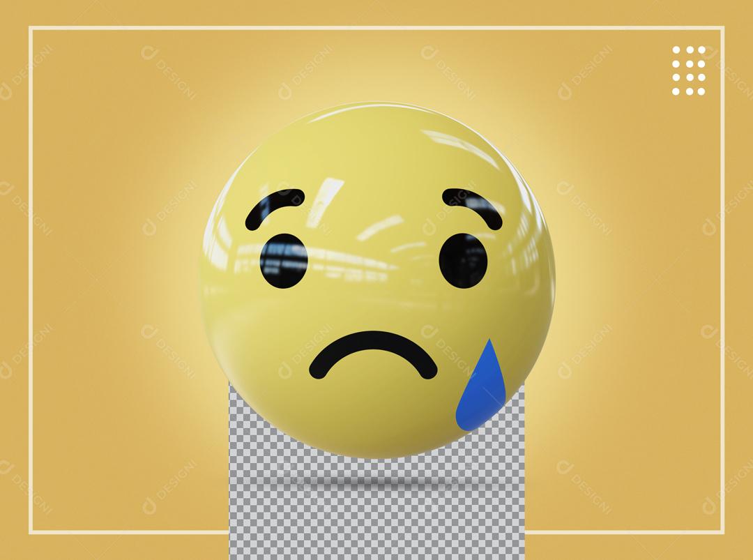 Emoji 3D Reação Triste Elemento Para Composição PSD