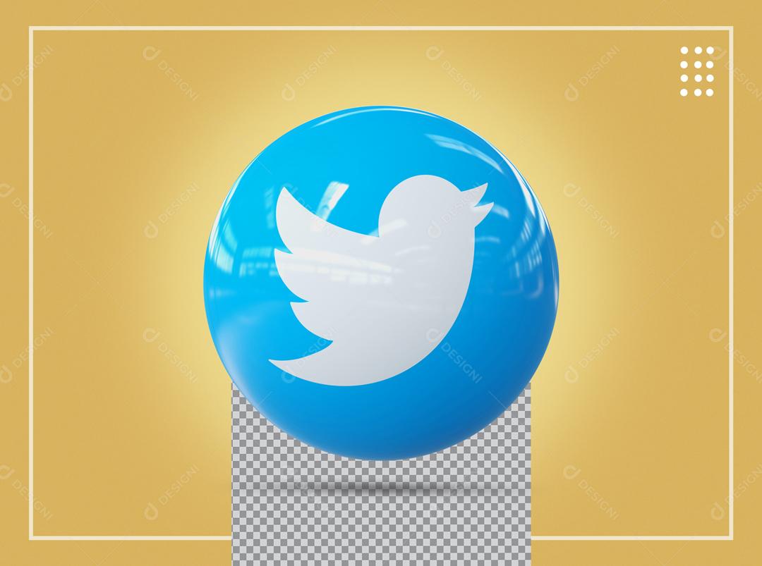 ícone Twitter 3D Para Composição PSD