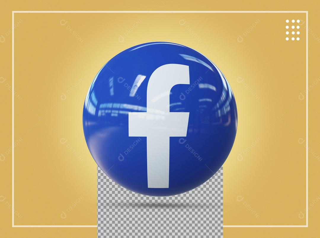 ícone Facebook 3D Para Composição PSD