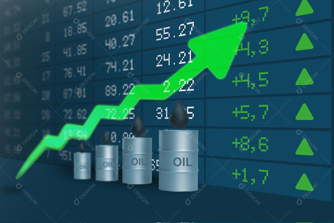 Gráfico do mercado de ações com crescimento do petróleo