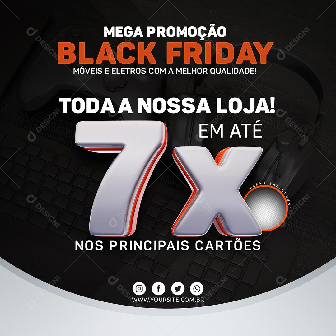 Mega Promoção Black Friday 7% de Desconto Social Media PSD Editável