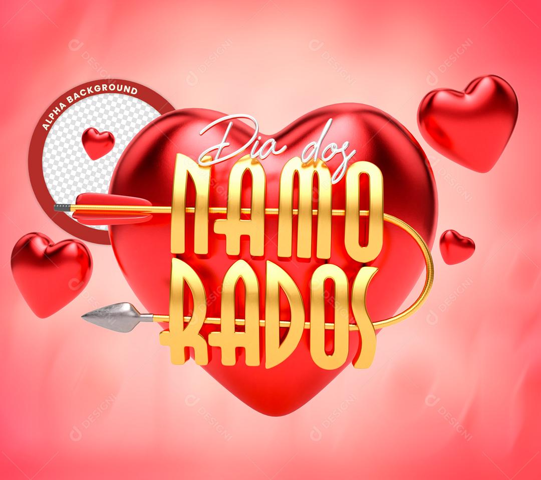 Selo 3D Dia Dos Namorados Para Composição PSD