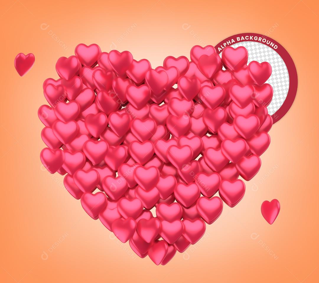 Elemento 3D Coração Rosa Para Composição PSD