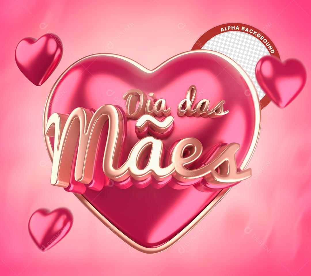 Selo 3D Dia Das Mães Para Composição PSD