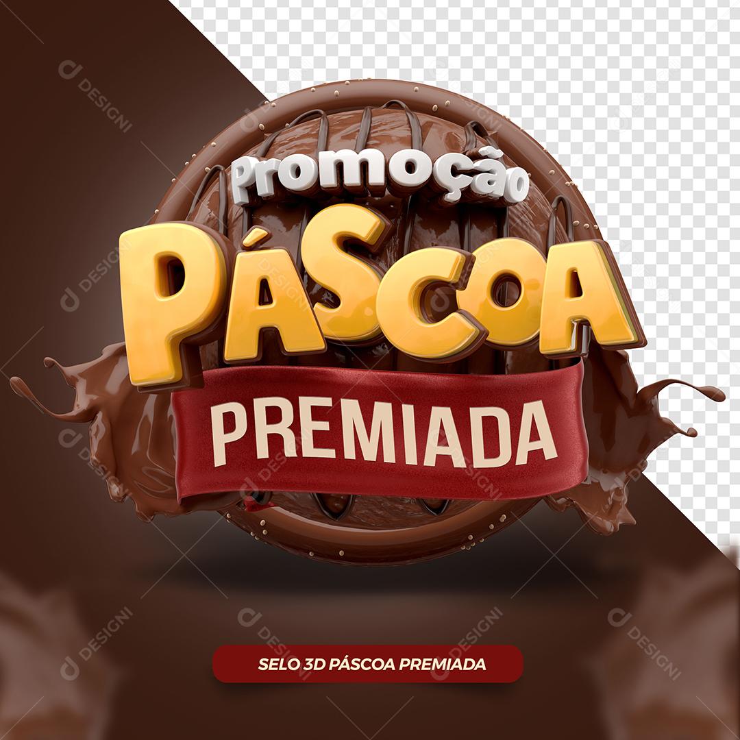 Selo 3D Promoção Páscoa Premiada Para Composição PSD