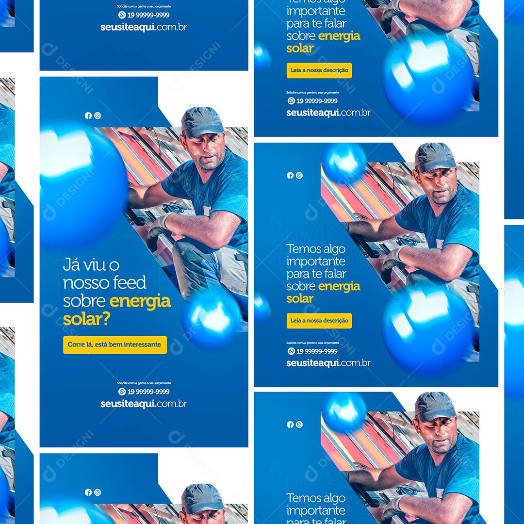 Social Media Já viu Nosso Feed Sobre Energia Solar Feed + Story PSD Editável