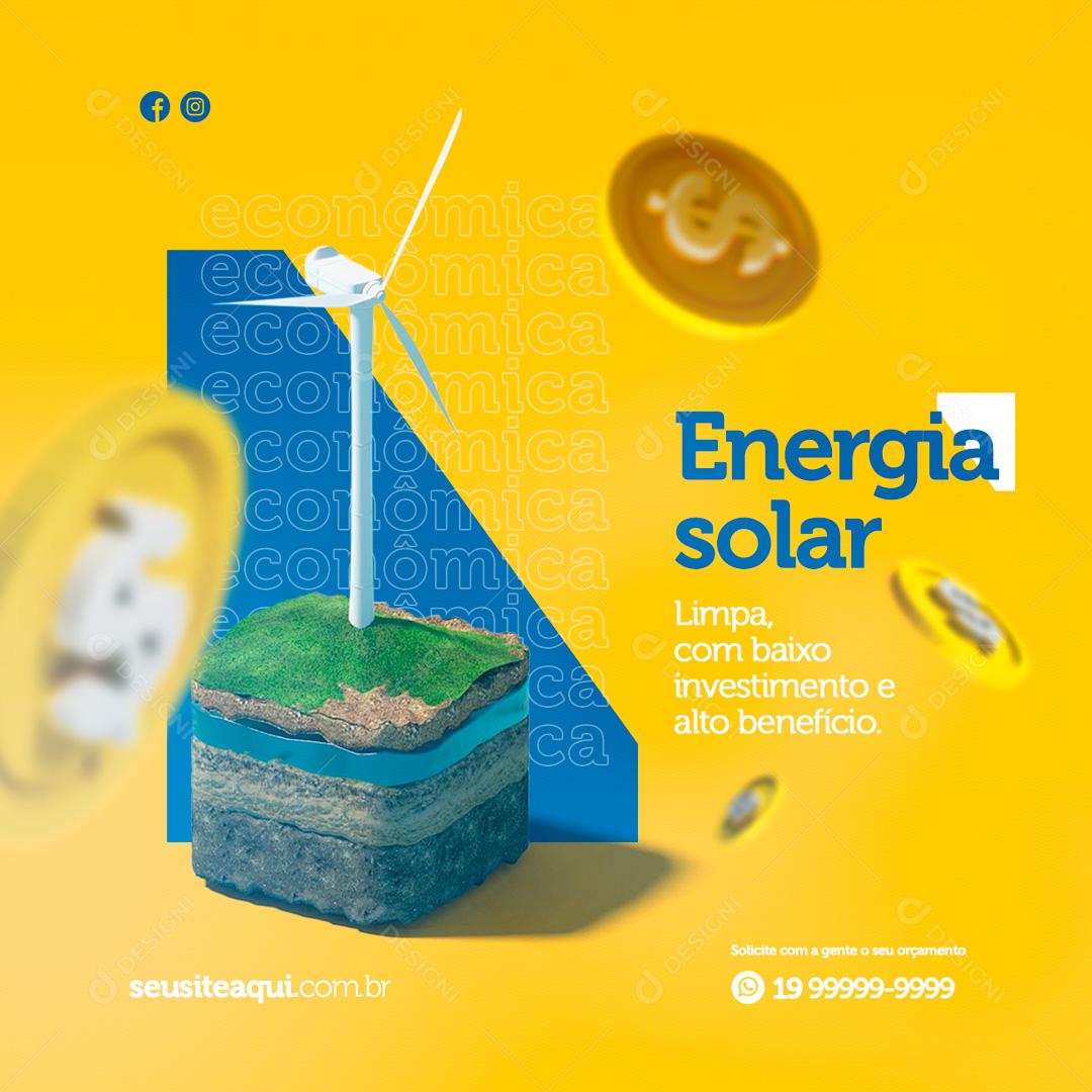 Social Media Energia Solar Limpa Com Baixo Investimento PSD Editável