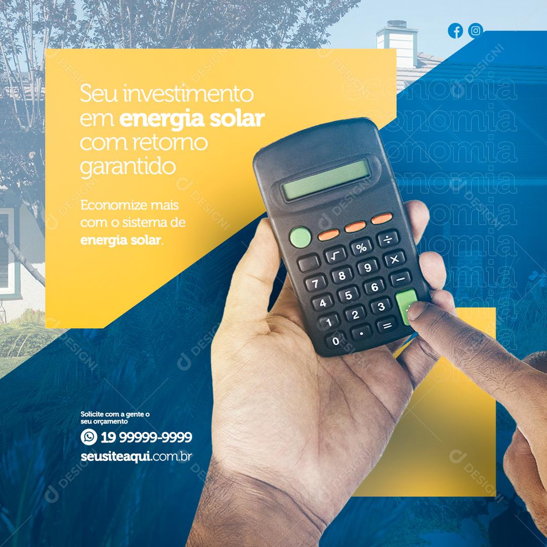 Social Media Investimento Em Energia Solar Com Retorno PSD Editável