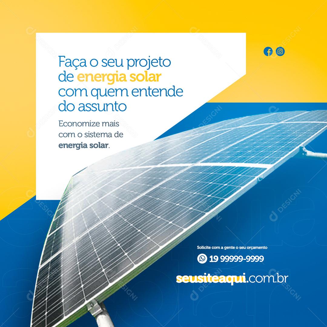 Social Media Faça o Seu Projeto De Energia Solar PSD Editável