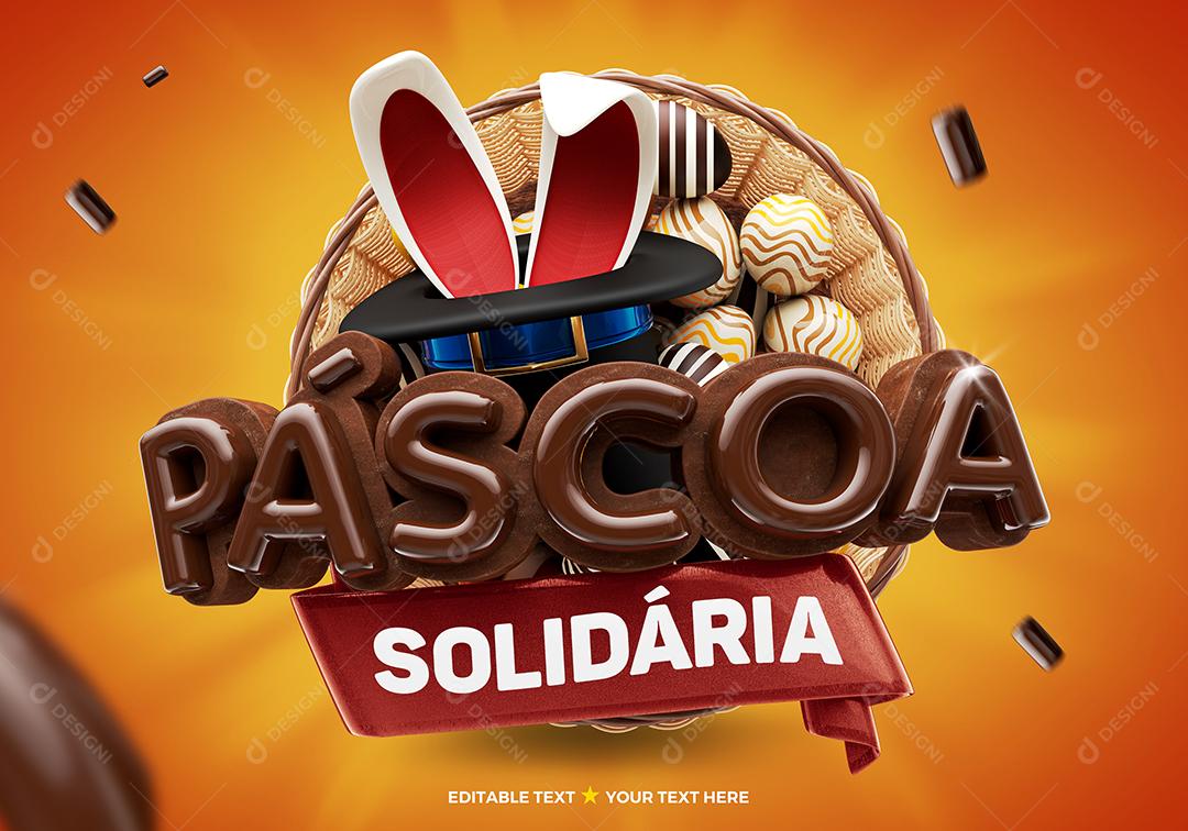 Páscoa Solidária Selo 3D Para Composição PSD