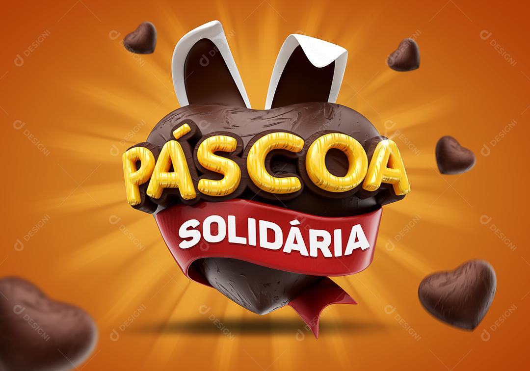Selo 3D Páscoa Solidária Para Composição PSD